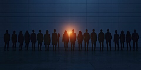 Silhouetted Figures in a Dimly Lit Room: A Group of People Engaged in Conversation, Creating an Air of Mystery and Intrigue in a Dark Environment