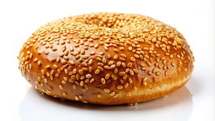 &bull; A single, perfectly symmetrical &Aring;&Yuml;ekerpare sits against a bright white backdrop, its golden syrup coating glistening like a halo, with a few stray sesame seeds scattered around it.