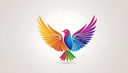 Obraz premium Beautiful multi coloured bird. Bird logo design,animal wildlife, animal migration, adult student, icon,864