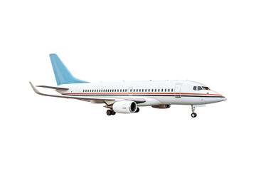 Fototapeta premium landing of a white plane. Perfect for aviation related designs, holiday-themed designs, and transportation themed designs. Generative AI