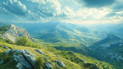 Fototapeta premium Serene Nature Landscape Wallpaper: High-Quality Scenic Backgrounds in Full HD