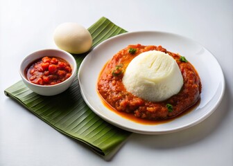 Traditional Ghanaian breakfast staple, banku, served solo, sans toppings, on a clean white surface