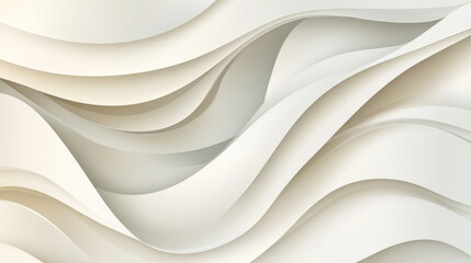 Obraz premium A minimalist paper cut background with flowing, wavy layers in soft white, cream, and light grey, creating a subtle, elegant design.