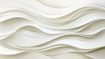 A minimalist paper cut background with flowing, wavy layers in soft white, cream, and light grey, creating a subtle, elegant design.