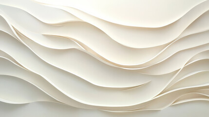 Obraz premium A minimalist paper cut wave design in shades of soft white, cream, and beige, with subtle layers creating a delicate, flowing effect.