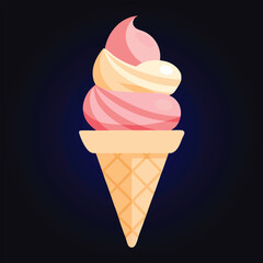 Pistachio, Chocolate, Strawberry and Vanilla Ice Cream in a Cone