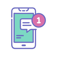 Smartphone message notification icon in minimalist style