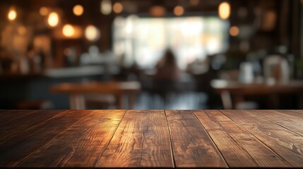 A wooden table in a softly lit caf? setting, suggesting a cozy atmosphere for socializing.