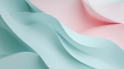 A sleek abstract background in light teal and soft pink, with smooth neumorphic elements casting subtle shadows for a futuristic, minimalist design.