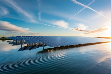 Obraz premium A serene aerial photograph capturing a sprawling array of sleek