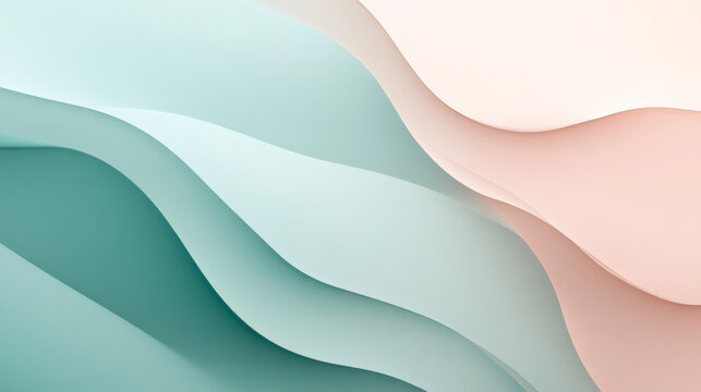 A sleek abstract background in light teal and soft pink, with smooth neumorphic elements casting subtle shadows for a futuristic, minimalist design.