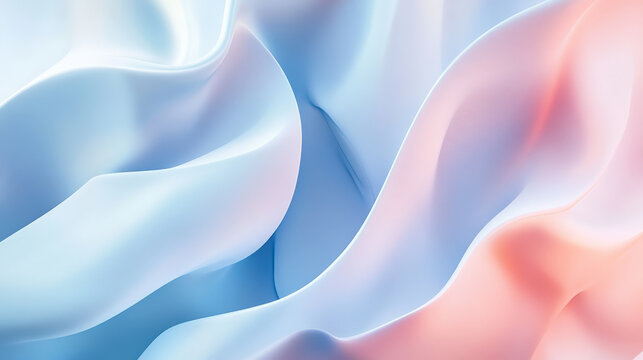 A sleek abstract background with light blue and soft pink tones, featuring smooth, rounded neumorphic shapes creating depth and a futuristic, minimalist look.