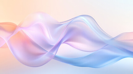 A smooth wave composition with pastel colors like light peach, lavender, and sky blue, forming dynamic shapes with soft transitions.