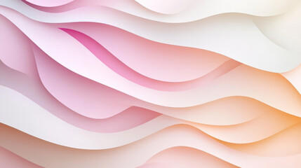 Obraz premium A soft, pastel paper cut background with flowing shapes in light peach, soft pink, and pale lavender, with gentle layers for a serene design.
