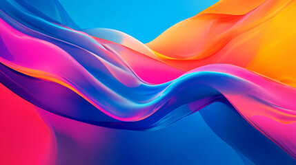 Obraz premium A vibrant abstract wave composition with bold colors like neon pink, electric blue, and bright orange, forming dynamic, flowing shapes.