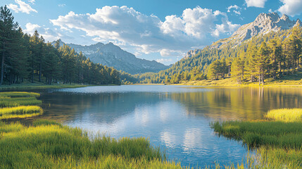 Obraz premium Serene Nature Landscape Wallpaper: High-Quality Scenic Backgrounds in Full HD