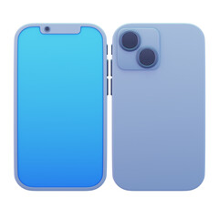 a Front Back White Smartphone Floats on a Transparent Background 3D Render
