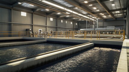 Fototapeta premium The advanced filtration section features rows of sand and carbon filters