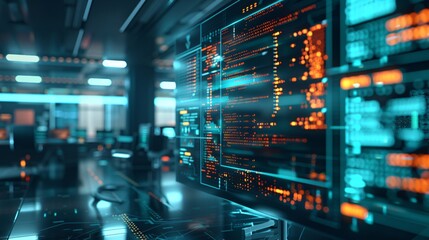 Fototapeta premium digital AI data office with information
