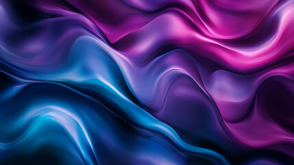 Obraz premium Dynamic, flowing waves of deep purple, teal, and rich magenta form abstract shapes with smooth transitions and light reflections.