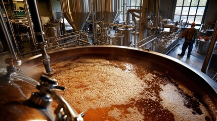 The brewing area features a mash tun and lauter tun, where the beer-making process begins