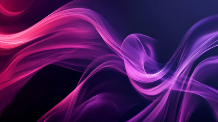 Energetic gradient from neon pink to deep violet, with dynamic abstract shapes that curve and twist through the background, creating energy.