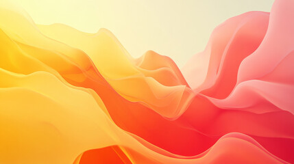 Gradient abstract background shifting from sunny yellow to soft coral, with dynamic waves creating fluid movement across the design.