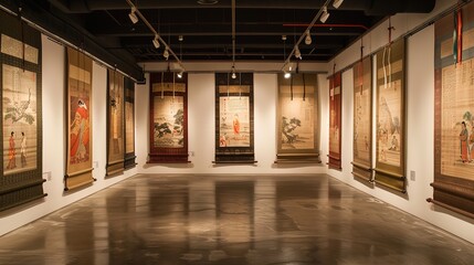 Asian scroll painting wallpaper