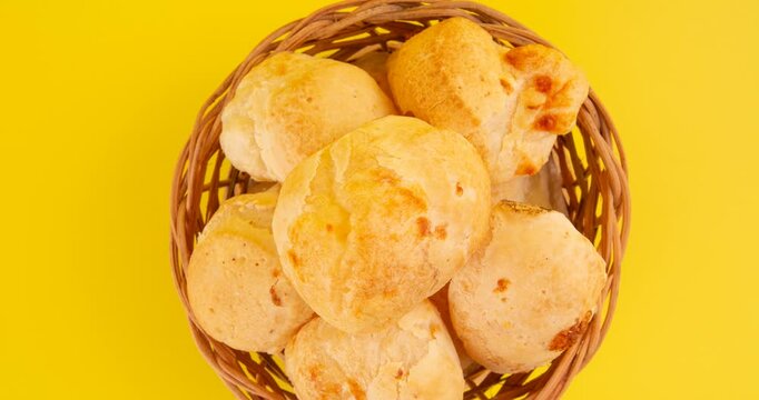 Cheese bread (Brazilian pao de queijo mineiro), top view, clean background