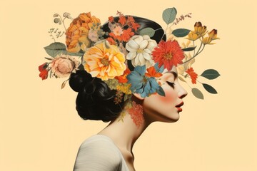 Elegant floral portrait illustration