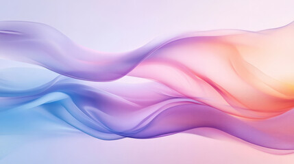 Fototapeta premium Pastel waves of soft lavender, pale peach, and light sky blue, forming dynamic shapes with smooth curves for a gentle, abstract background.
