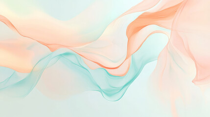 Soft gradient from pastel peach to light mint, with dynamic abstract swirls creating a gentle, flowing composition for a calm look.