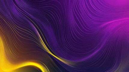 Obraz premium Vibrant gradient background transitioning from deep purple to neon yellow, with bold abstract lines creating a dynamic, energetic composition.