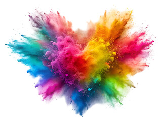 Explosion splash of colorful powder isolated on transparent background