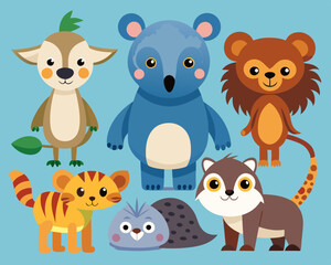 Fototapeta premium Set of Isolated Cute Animals