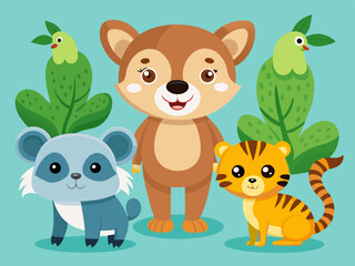 Set of Isolated Cute Animals