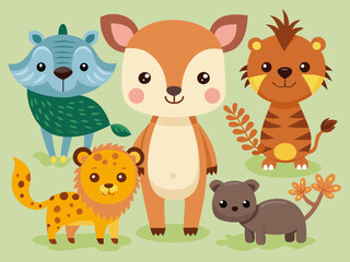 Set of Isolated Cute Animals