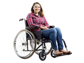 Female with disability isolated on transparent background