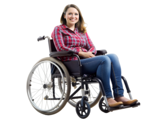 Female with disability isolated on transparent background
