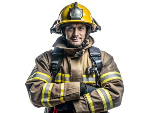 Firefighter isolated on transparent background