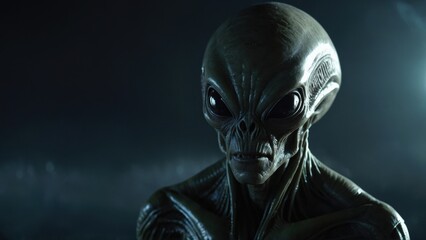 Otherworldly sighting of an alien spacecraft landing softly in a serene forest, adding to the night&rsquo;s mystery