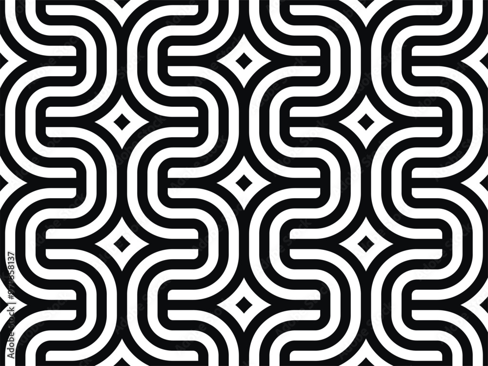 Poster Seamless vector pattern. Abstract geometric reticulate background. Monochrome stylish texture.