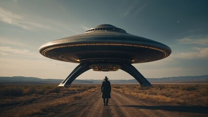 UFO sighting featuring an alien’s grand entrance and its advanced flying saucer
