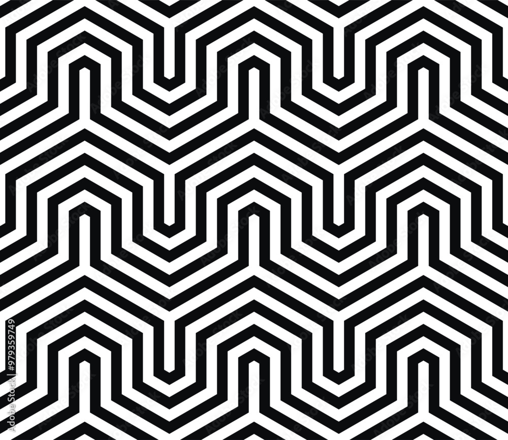 Fototapete Geometric seamless pattern. Repeating hexagon lattice. Repeated black line isolated on white background. Modern honey design for prints. Repeat contemporary texture. Plexus linear. Vector illustration