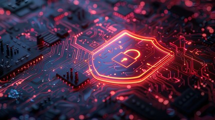 Cyber attack warning with a red padlock icon indicating a breach in internet security
