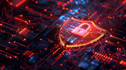 Cyber attack warning with a red padlock icon indicating a breach in internet security
