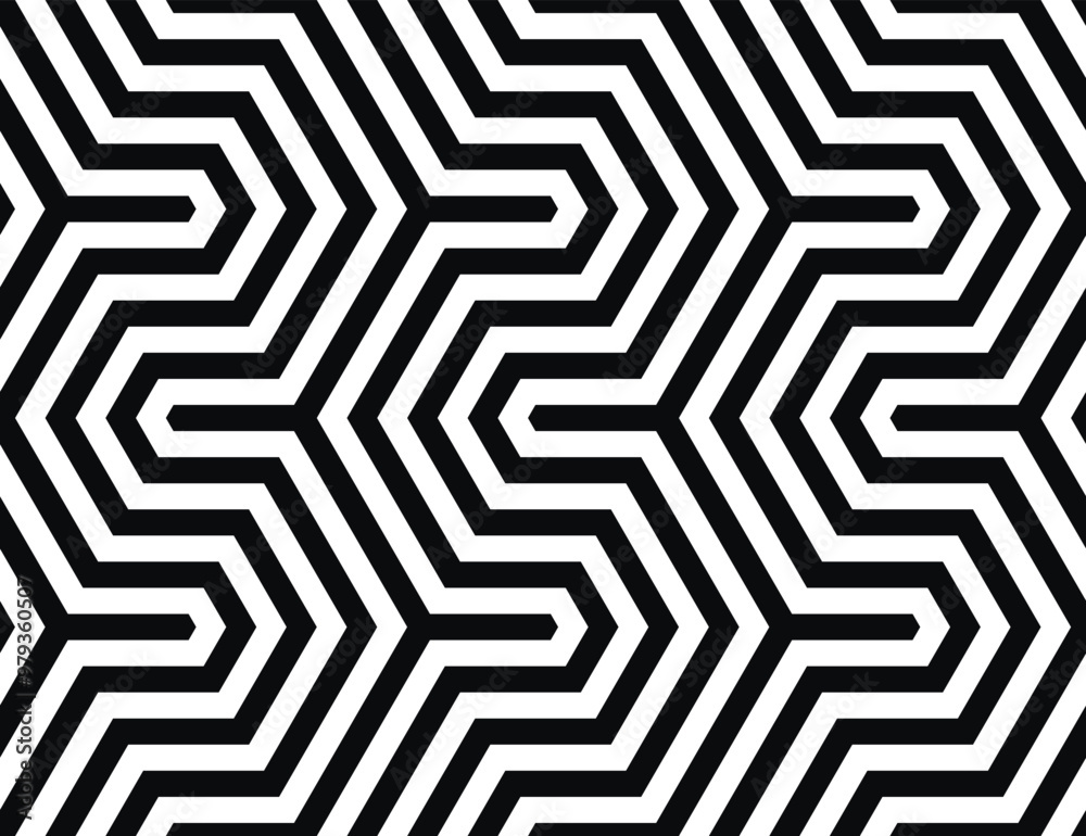 Poster Vector seamless pattern. Modern stylish abstract texture. Repeating geometric tiles from striped elements