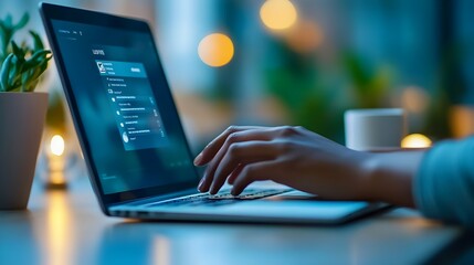 Employee Accessing Secure Company Portal for First Login on Laptop