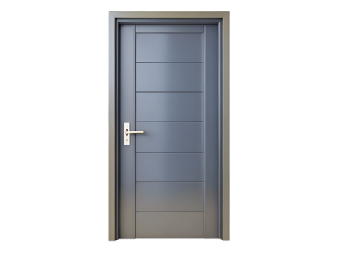 Grey modern door isolated on transparent background