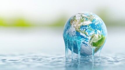 A melting globe representing climate change, depicting the urgent need for environmental awareness and sustainability.